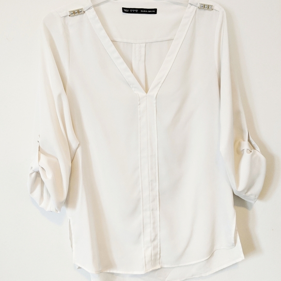 ZARA BASIC V-Neck Long Sleeve Blouse - Picture 5 of 8